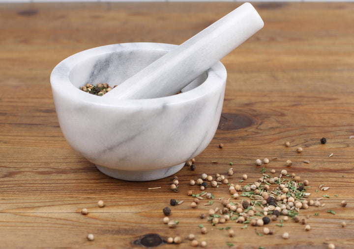 MARBLE MORTAR & PESTLE - WHITE - touchGOODS