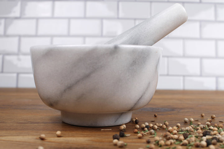 MARBLE MORTAR & PESTLE - WHITE - touchGOODS