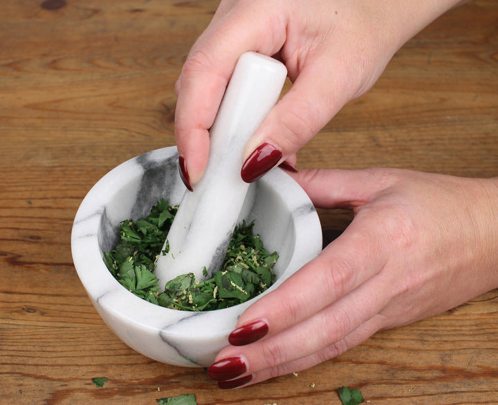 MARBLE MORTAR & PESTLE - WHITE - touchGOODS