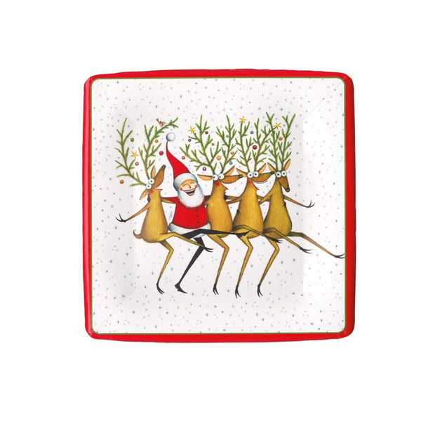 Santa's Kickettes Square Paper Salad & Dessert Plates - 8 Per Package - touchGOODS