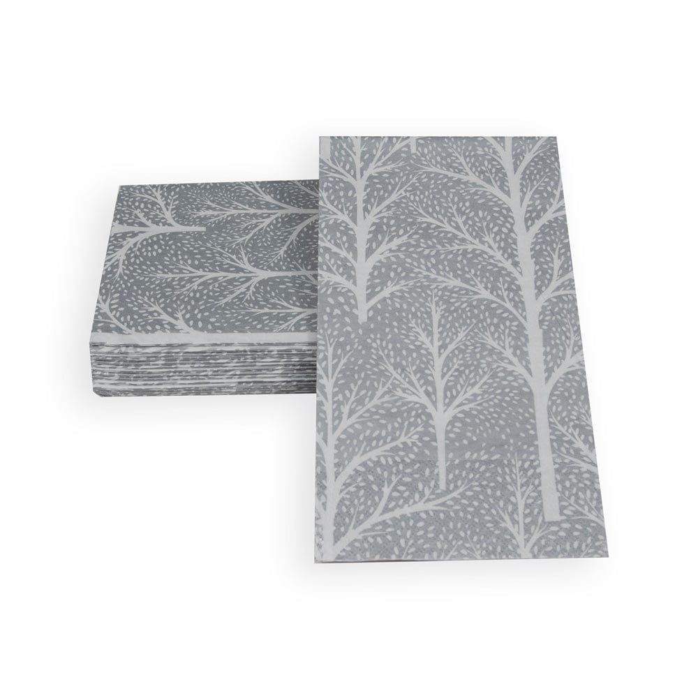 Winter Trees Silver & White Guest Towel Napkins - 15 Per Package - touchGOODS