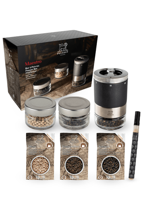 Peugeot Cast Iron Bali Pepper Mill and Salt cellar Gift Set