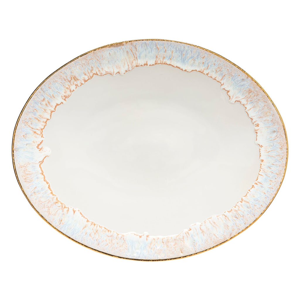 Taormina White/Gold Oval Platter 40