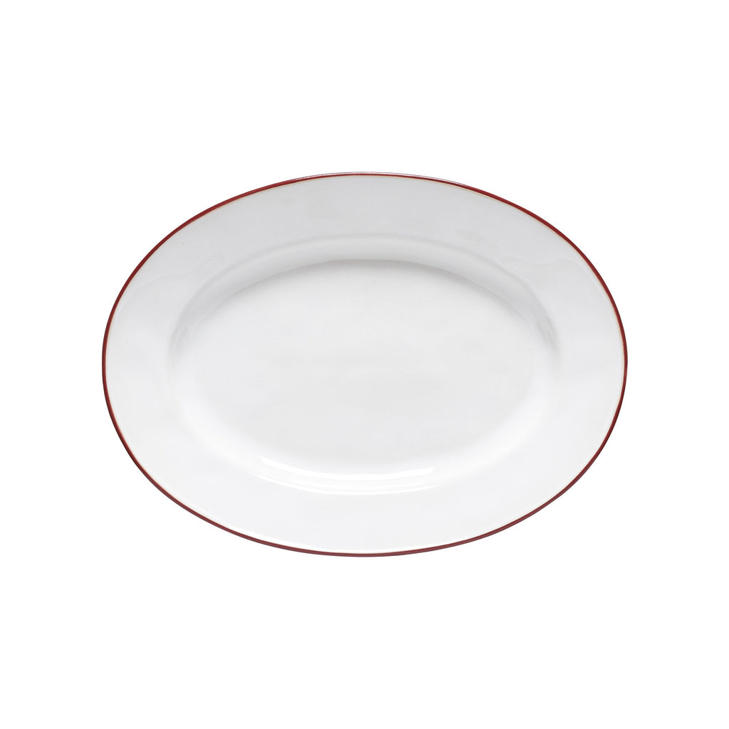Beja White-Red 11.75" Oval Platter