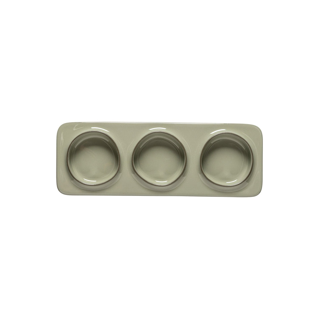 Ambar Sage Green 3-Section Rect. Tray 28