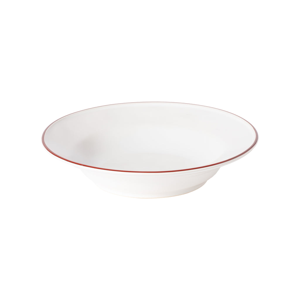 Beja White-Red Deep Rimmed Plate 26