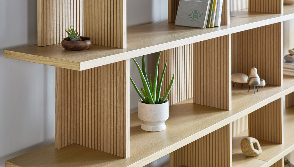 Gus* Modern Albion 6-6 Shelving Unit in a styled room setting