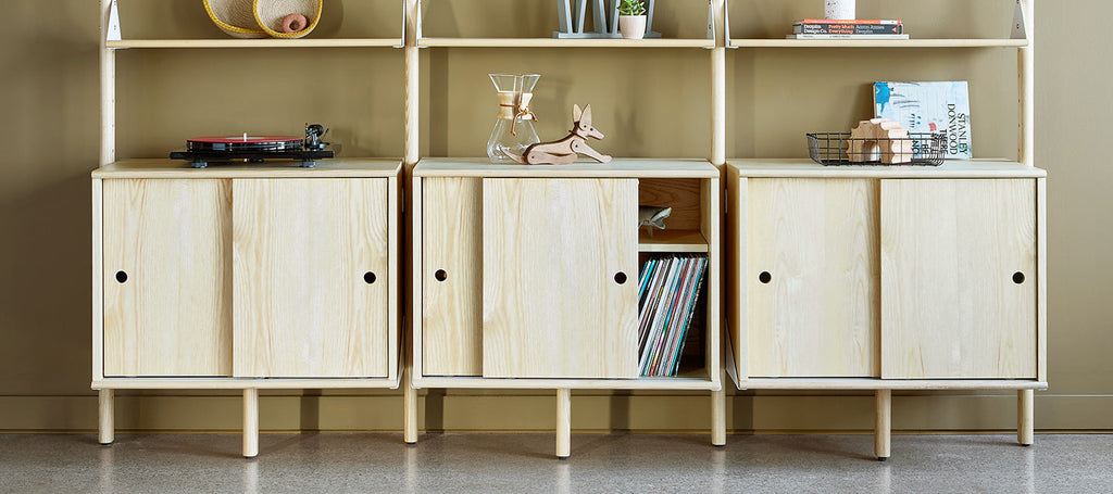 Gus* Modern Branch Large Cabinet with Brackets in a styled room setting