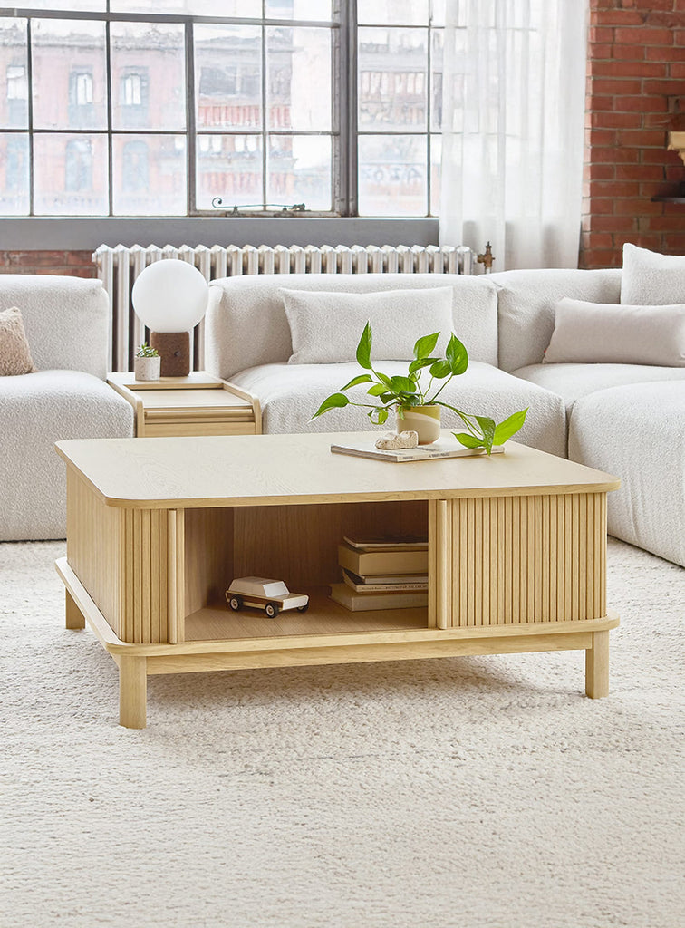 Gus* Modern Ledger Coffee Table in a styled room setting