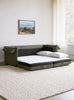 Gus* Modern Neru Sofabed opened as a bed in a styled room setting