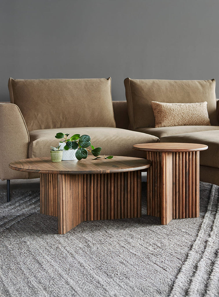 Gus* Modern Odeon Coffee Table in a styled room setting