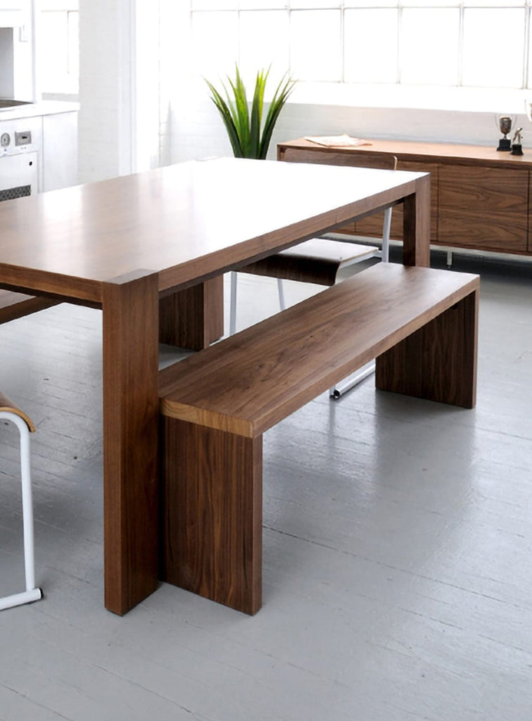 Gus* Modern Plank Bench in a styled room setting