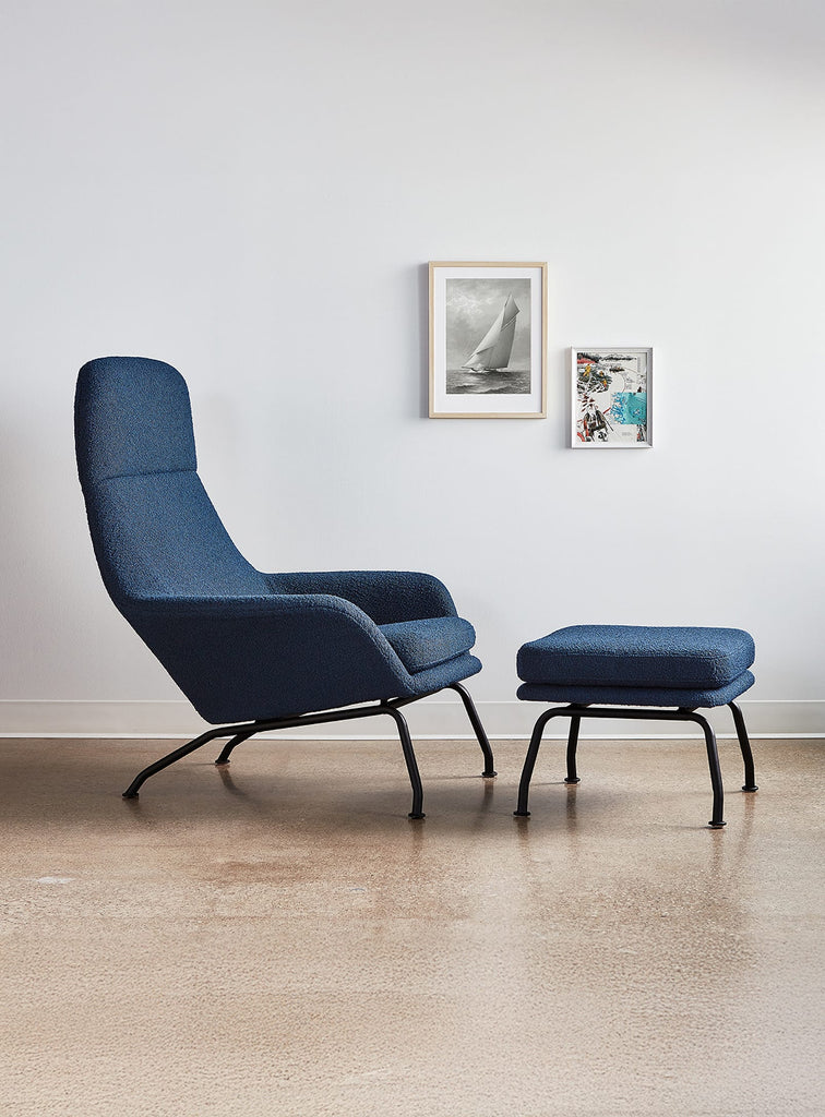 Gus* Modern Tallinn Chair and Ottoman in a styled room setting