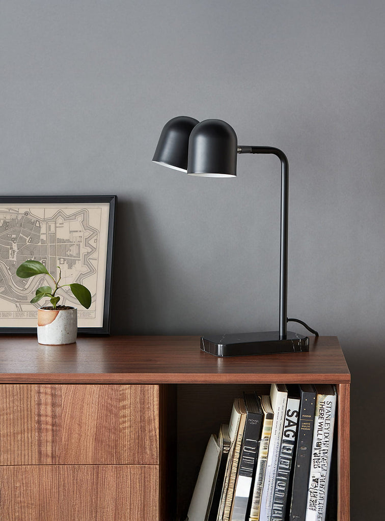 Gus* Modern Tandem Table Lamp in a styled room setting