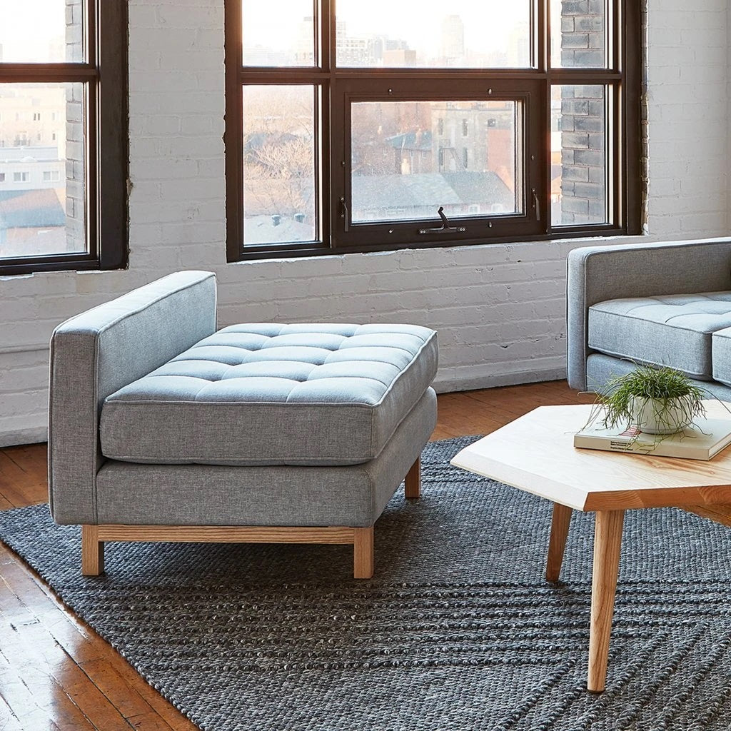 Gus* Modern Jane 2 Lounge Walnut Finish Base in a styled room setting