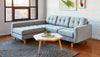Gus* Modern Jane 2 LOFT Bi-Sectional Natural Finish Base in a styled room setting