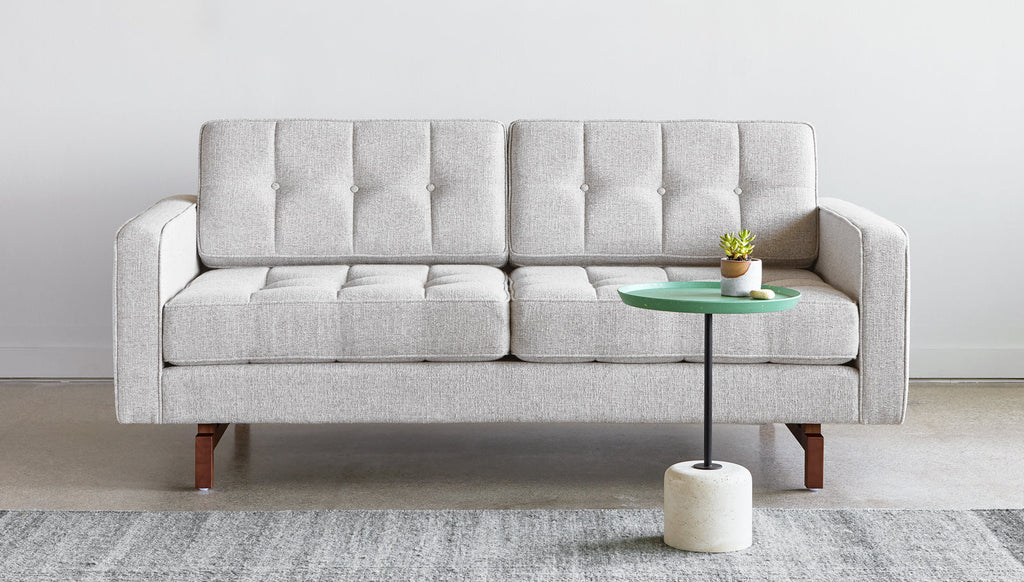 Gus* Modern Jane 2 Loft Sofa Natural Finish Base in a styled room setting