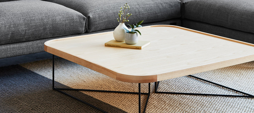 Gus* Modern Porter Coffee Table Square in a styled room setting