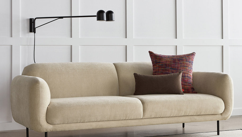 Gus* Modern Tandem Swing Arm Lamp in a styled room setting
