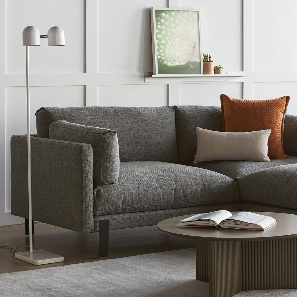 Gus* Modern Tandem Floor Lamp in a styled room setting
