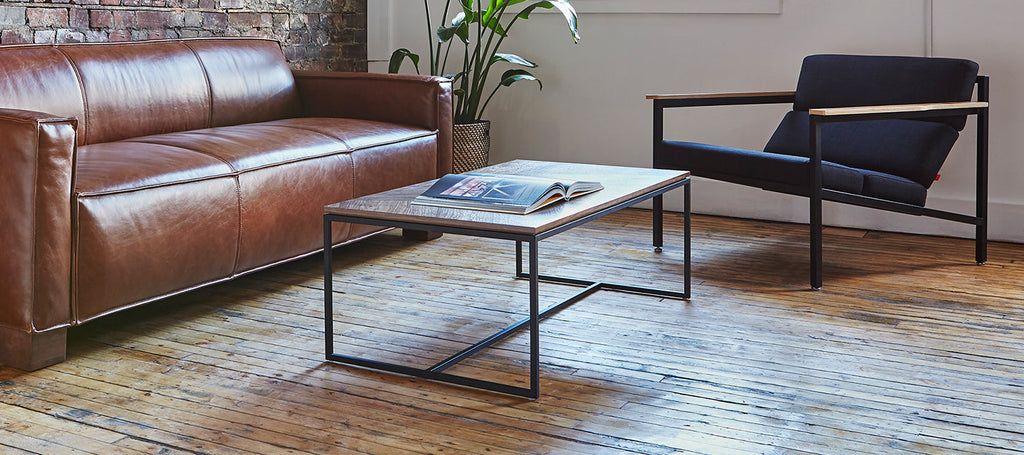 Gus* Modern Tobias Coffee Table - Rectangular in a styled room setting