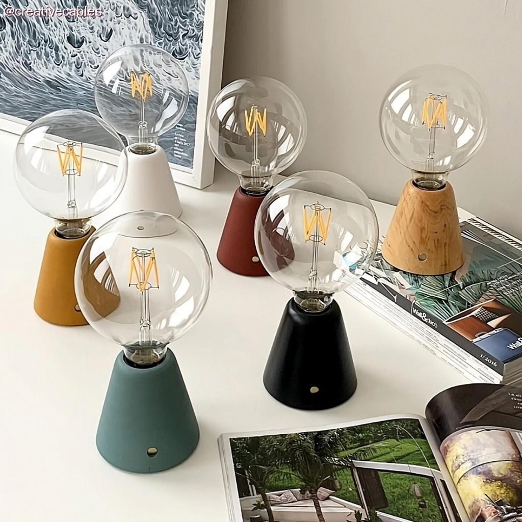 Rechargeable Wooden Lamp Base With G125 Globe - touchGOODS