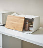 Bread Box With Cutting Board Lid - Steel + Wood - touchGOODS