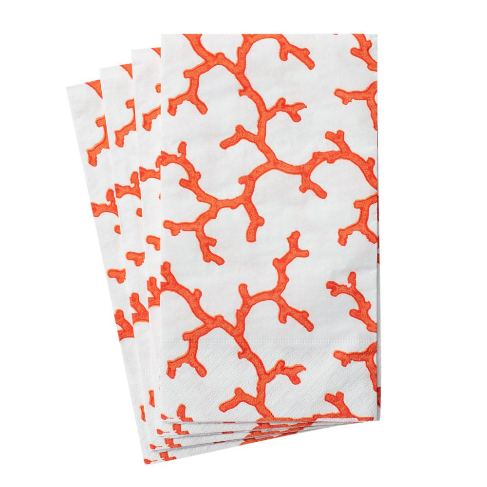 The Coral Sea Paper Guest Towel Napkins in Coral - 15 Per Package - touchGOODS