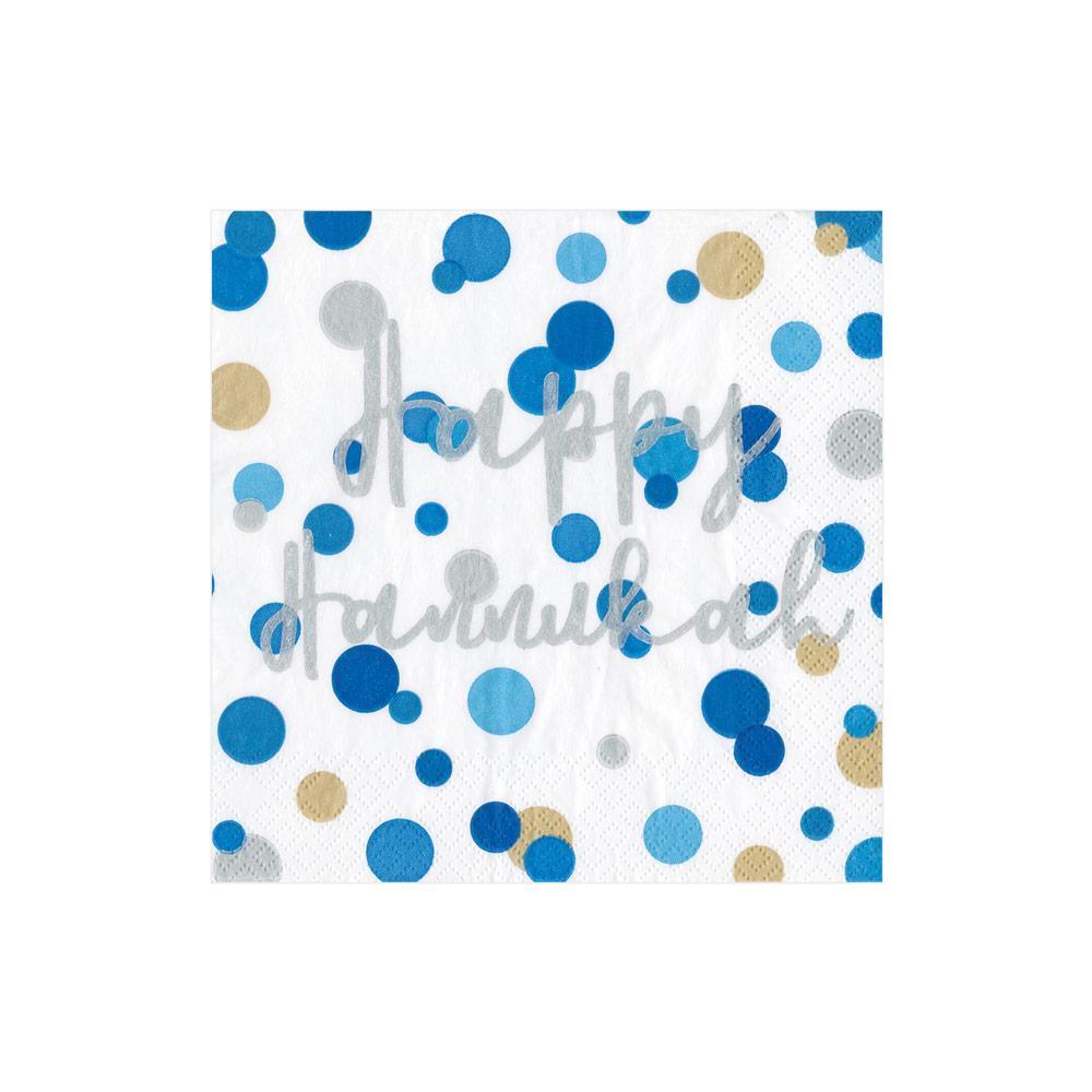 Confetti Happy Hanukkah Paper Cocktail Napkins- 20 Per Package - - touchGOODS