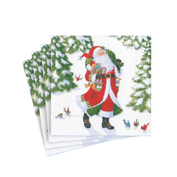 Woodland Santa Paper Cocktail Napkins - 20 Per Package - - touchGOODS