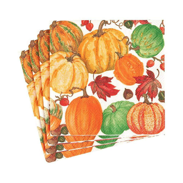 Pumpkin Field Paper Cocktail Napkins in White - 20 Per Package - touchGOODS