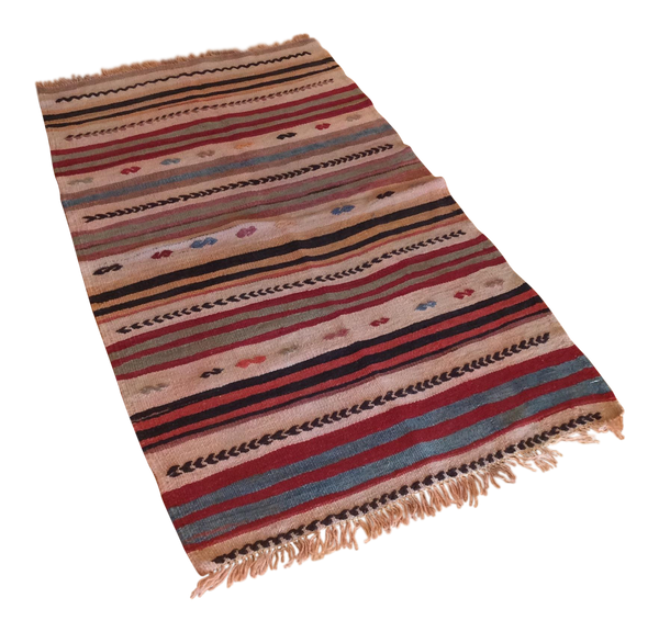 Vintage Turkish Striped Kilim Runner 2′2″ × 4′3″ | touchGOODS