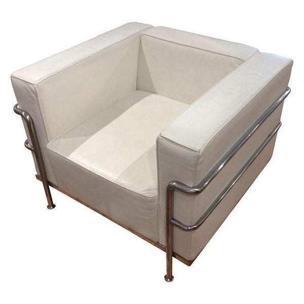 Le Corbusier LC3 Style White Leather Arm Chair | touchGOODS