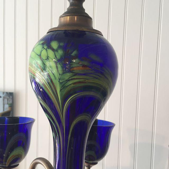 Vintage Cobalt Blue Prague Glass Chandelier | touchGOODS