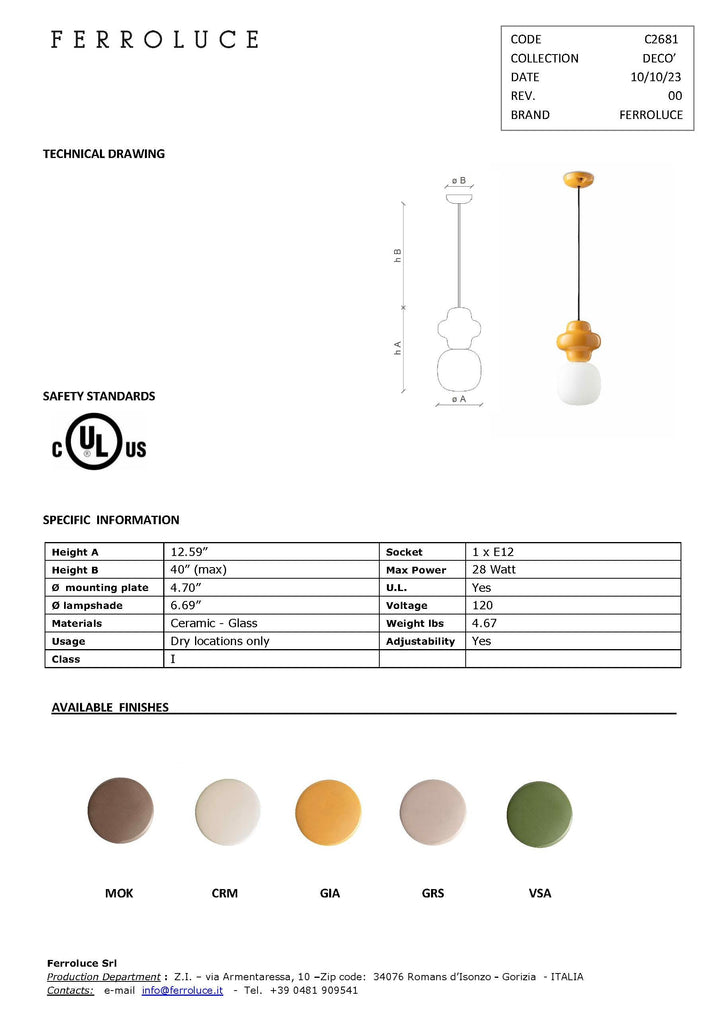 Copacabana Pendant Light C2681 - touchGOODS