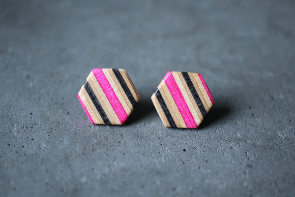 LARGE HEXAGON STUD EARRINGS - touchGOODS