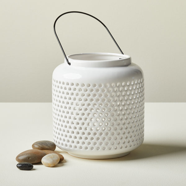 White Perforated Dot Lantern - touchGOODS