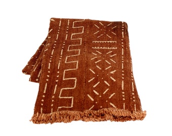 Authentic Vintage Mud Cloth in Rust high quality