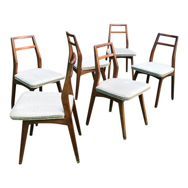 Vintage Danish Modern Teak Dining Chairs - Set of 6 | touchGOODS